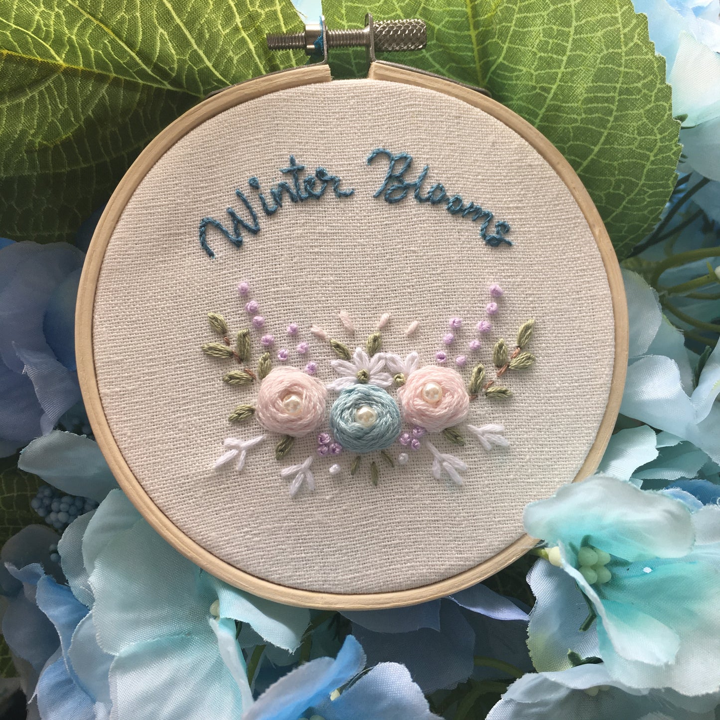 "Winter Blooms" Mini Hoop Embroidery Kit