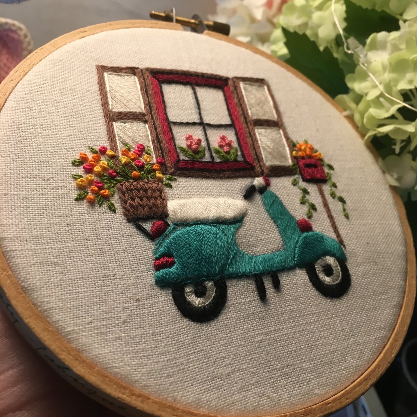 Vintage Rides Series: "Vespa By the Window"  Embroidery Kits