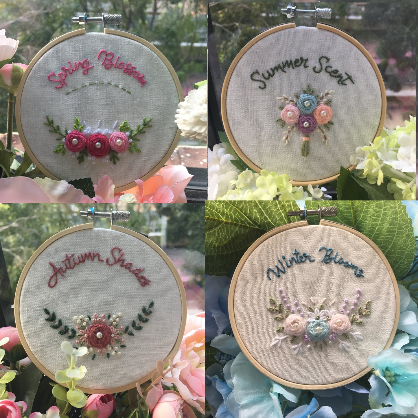 "Mini 4 Seasons Set" Hoop Embroidery Kits