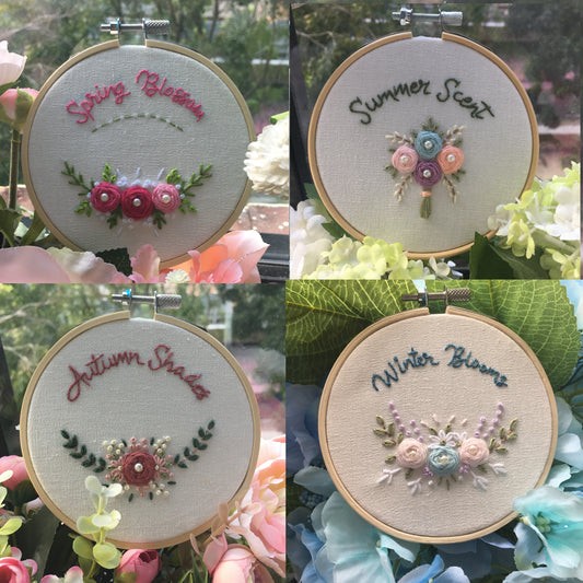 "Mini 4 Seasons Set" Hoop Embroidery Kits